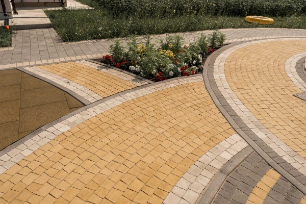 Тротуарная плитка Стандарт серая, белая и желтая