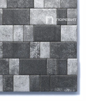 Тротуарная плитка Б.1.Фсм.6 гладкий листопад (черный, белый) - Антрацит